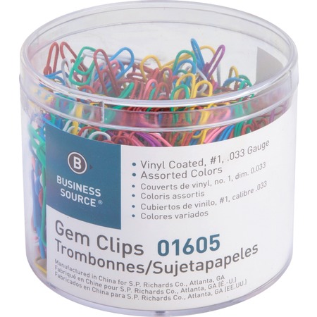 BUSINESS SOURCE Vinyl coated Gem Clips Small No. 2 for Paper, PK500 01605
